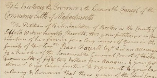 Belinda Sutton’s 1788 petition.