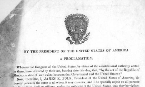 A proclamation by President Polk at the outset of the Mexican-American War. Source: Library of Congress.