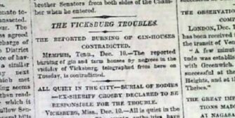 Newspaper article on the Vicksburg Massacre.