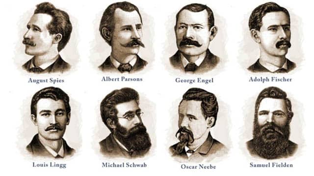 Portrait of 7 of the 8 Haymarket Martyrs.