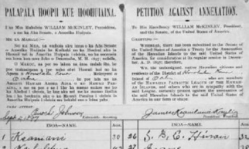 The 1897 Petition Against the Annexation of Hawaii.