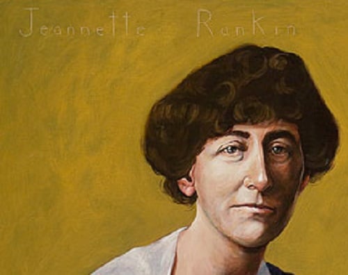 Jeanette Rankin. Portrait by Robert Shetterly of Americans Who Tell the Truth.