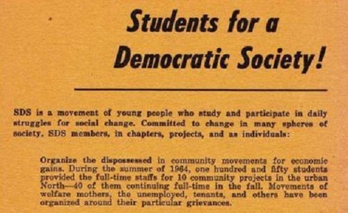 The closing words of the Port Huron Statement, the founding document of the Students for a Democratic Society, which met June 11-15 in Port Huron, Michigan.