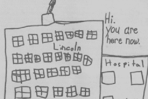 Drawing by an elementary school student for the cover of the Lincoln Collective’s recruitment pamphlet.