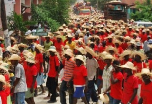 Haitian farmers protest.