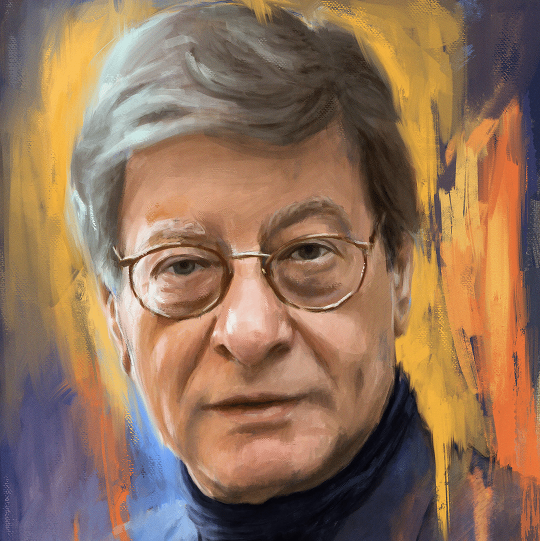 Colorful portrait of Mahmoud Darwish by Ahmad Kadi.