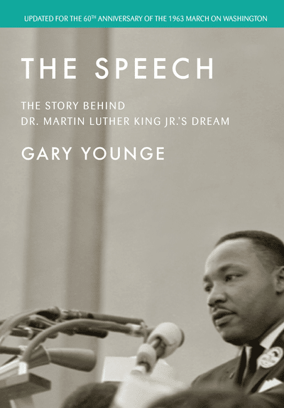 book cover in sepia showing Martin Luther King Jr. giving a speech at a microphone