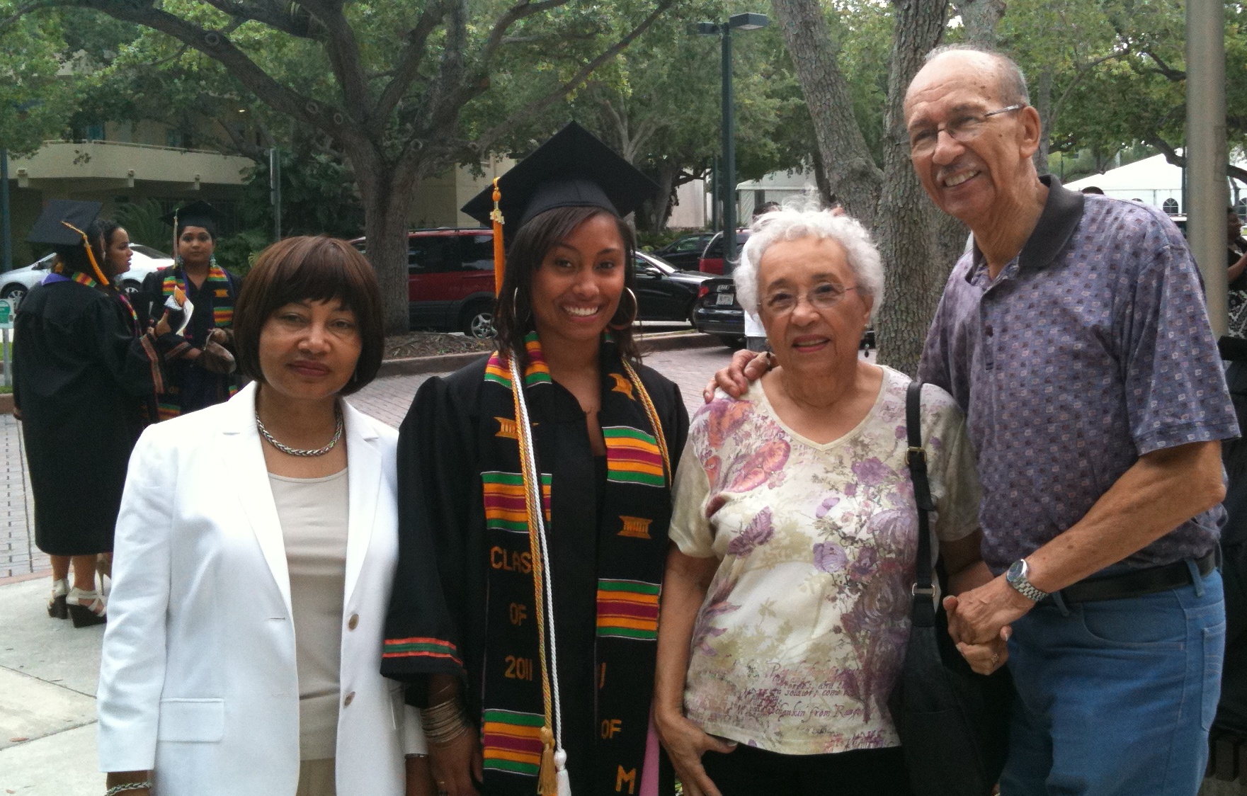 William Fletcher Sr. (right) with his wife, granddaughter, and daughter-in-law.