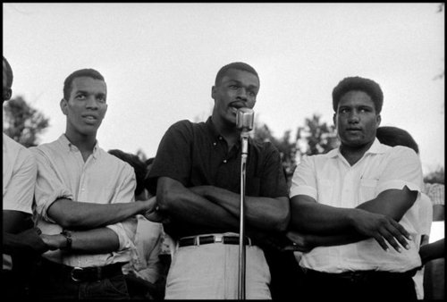 DANVILLE, Va.—SNCC members Ivanhoe Donaldson, Marion Barry, and James Forman protest police brutality, June 10, 1963.