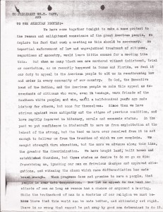 Aug. 13, 1910: Ministers Appeal to President Taft After Slocum Massacre (This Day in History) - Committee letter to President Taft, Page 1 | Zinn Education Project: Teaching People's History
