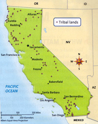 California tribal lands map in textbook | Zinn Education Project