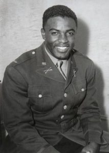 Jackie Robinson in military uniform.