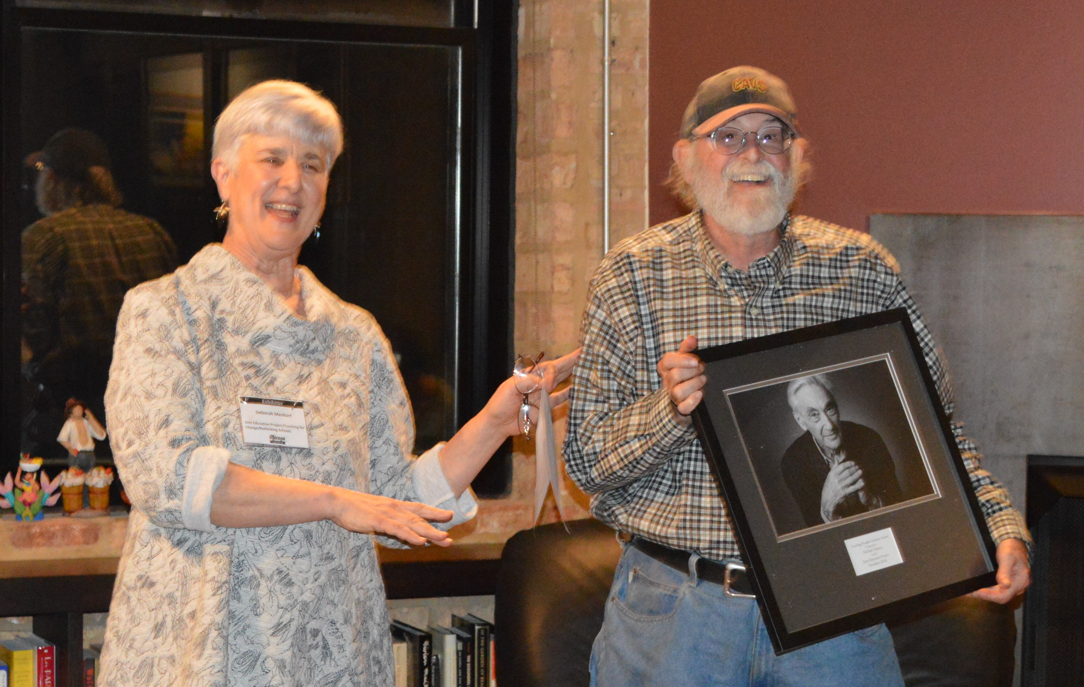 Menkart and Charney with Award (Photo) | Zinn Education Project