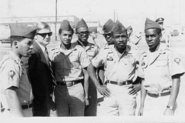 black and white photo of African American soldiers