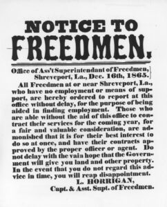 Broadside by the Freedmen's Bureau Assistant Superintendent at Shreveport, Louisiana
