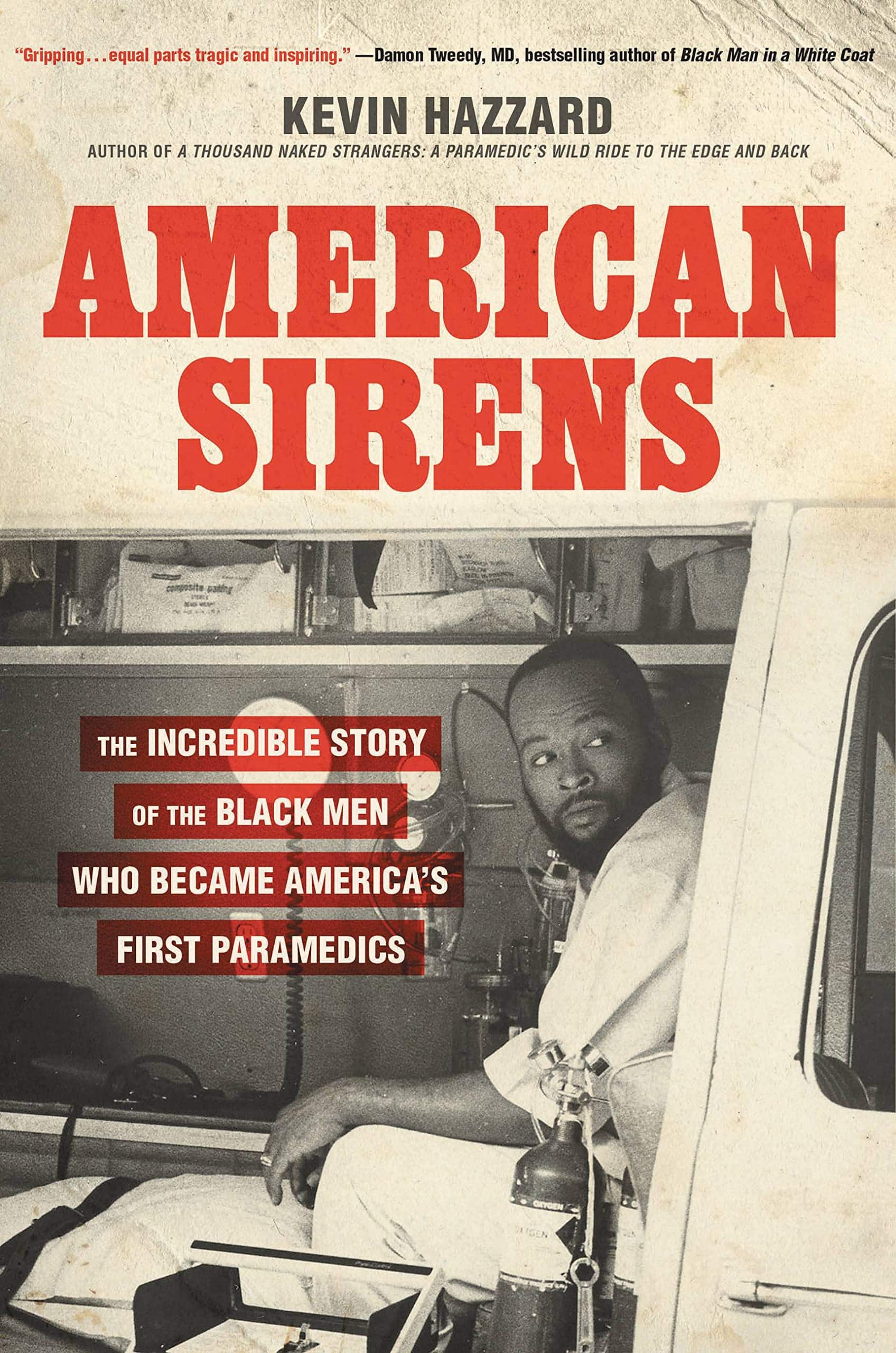 book cover showing a Black man in the back of an ambulance.