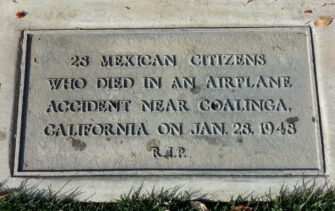 A memorial gravestone to those Mexican nationals who died in the plane crash.