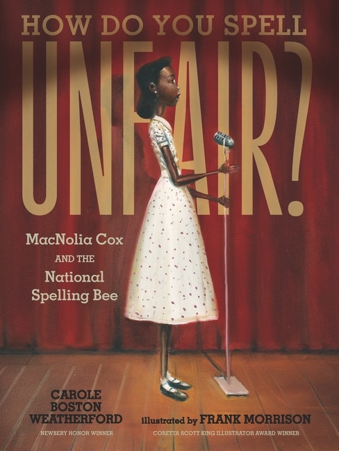 book cover showing African American school child on stage holding a microphone.