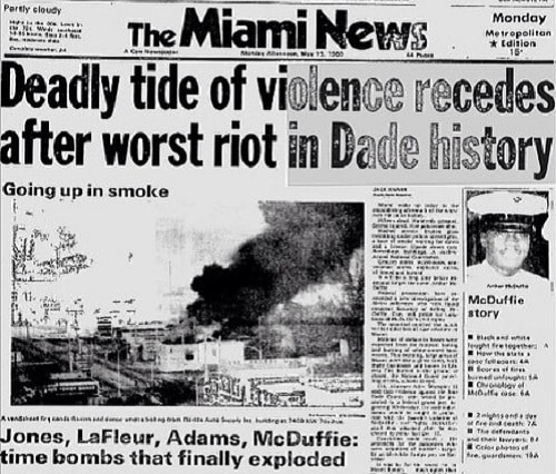 Newspaper following the Miami Riots of 1980.