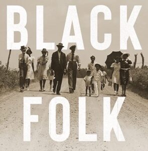 Detail of book cover showing Black laborers and families walking down a dirt road.