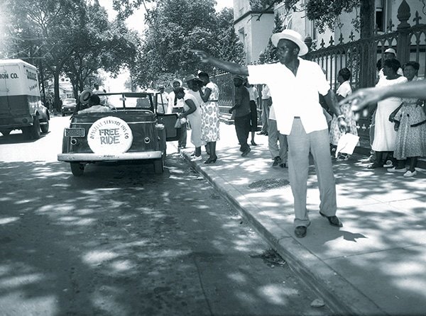 During the 1953 bus boycott in Baton Rouge, the African American community organized free carpools, enabling protestors to go about their daily business while simultaneously showing they would no longer accept second-class citizenship.