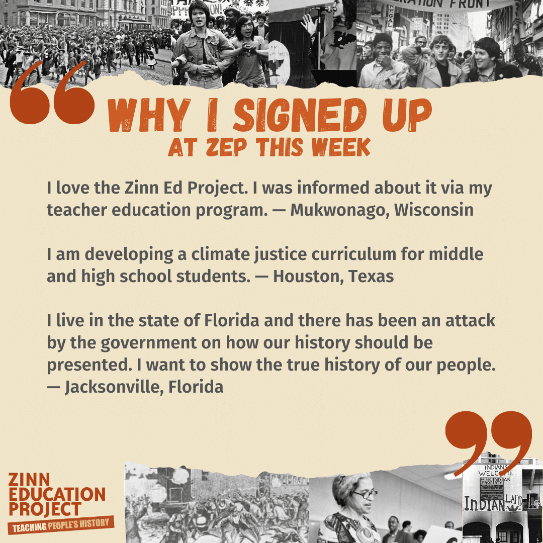 A graphic highlighting comments of why people registered for the ZEP site this week.