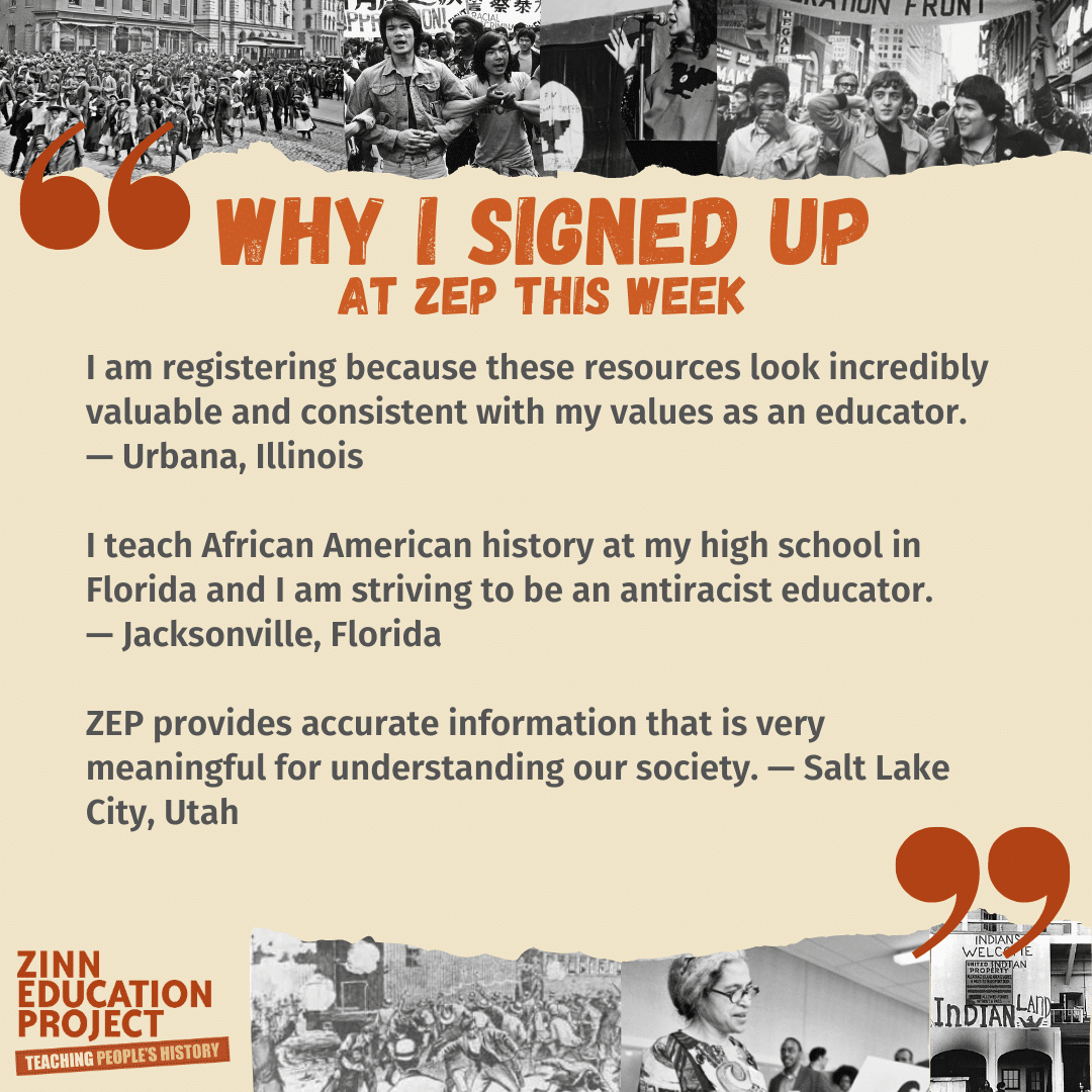 A graphic highlighting comments of why people registered for the ZEP site this week.