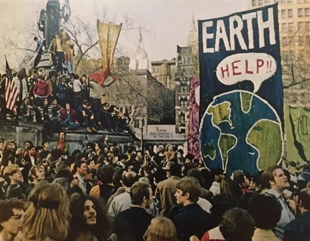 A rally in New York for Earth Day, 1970.