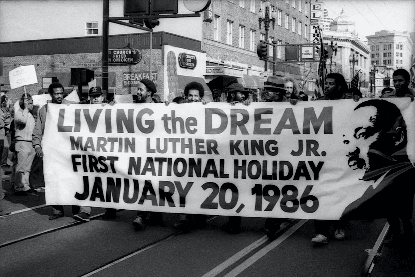 Parade in San Francisco for the first national Martin Luther King Jr. Day in 1986.